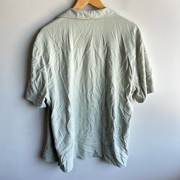 Madewell Button Down Shirt Mens Size L Green Textured Easy Short Sleeve - Picture 6 of 8